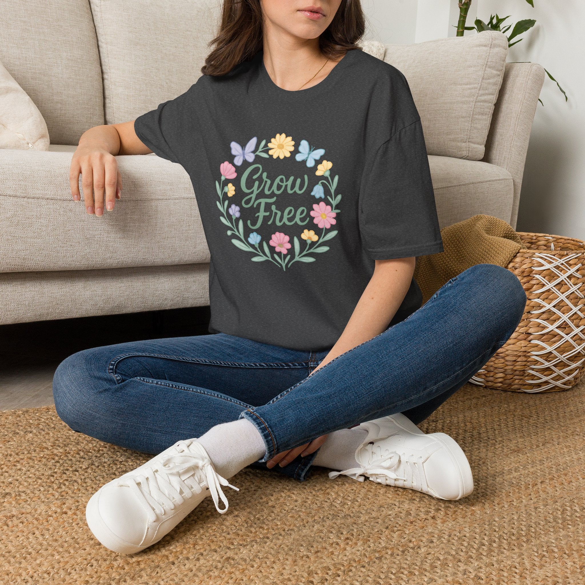 Grow Free Floral Wreath T-Shirt